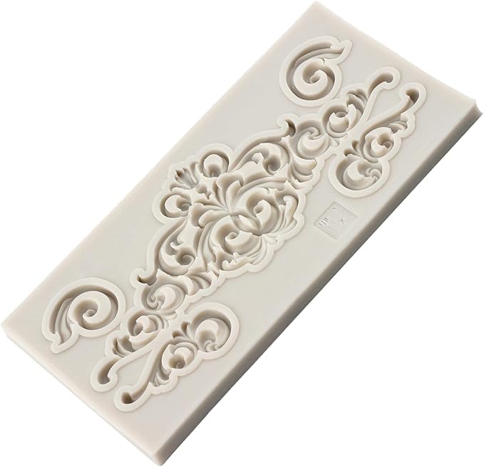 Baroque Fondant Molds Curlicues Scroll Lace Border Candy Silicone Mold For Cake Decorating Cupcake Topper Chocolate Gum Paste Polymer Clay Set Of 1