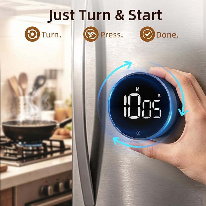 VOCOO Digital Kitchen Timer - Magnetic Countdown Countup Timer with Large LED Display Volume Adjustable, Easy for Cooking and for Seniors and Kids to Use (Space Grey)