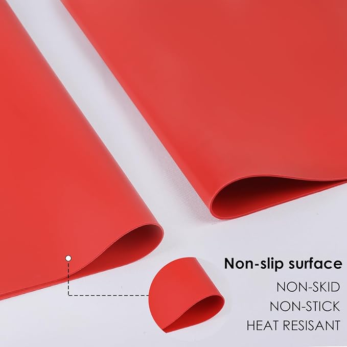Extra Large Silicone Mats For Kitchen Counter, Food Grade Silicone Placemats for Kids, Nonstick Silicone Mat for Baking Crafts, Heat Resistant Mat Pastry Mat for Rolling Dough Nonslip,27.6''x15.7''Red