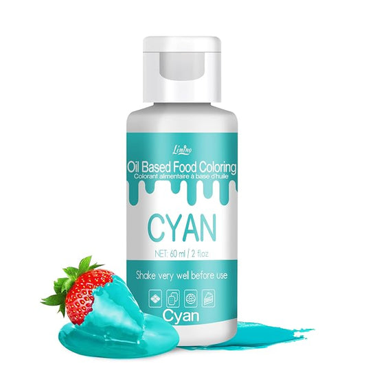 Oil Based Food Coloring for Chocolate - Vivid Food Coloring Set for Candy Melts, Baking, Cake Decorating, Fondant - Fat Soluble Food Color Dye for Icing, Cookie, Crafts - 2 fl.oz / 60ml Bottles (Cyan)