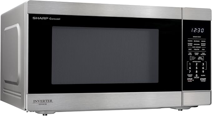 SHARP Countertop Microwave Oven with Removable 16.5" Carousel Turntable, 1200 Watt, 2.2 Cubic Feet, Stainless Steel