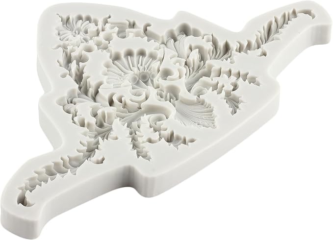 Baroque Style Curlicues Scroll Lace Fondant Silicone Molds Relief Flower Mold Filigree Mold 3D Sculpted Flower For Sugar Cake Decorating Cupcake Topper Chocolate Gum Paste Candy Polymer Clay
