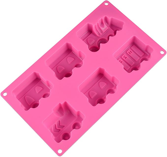 FantasyDay 1 Pack Cartoon Train Silicone Muffin Mold & Cupcake Baking Pan for Birthday Theme Party, Muffin Cups, Ice Cube, Soap, Wafer, Cake, Tart, Pie, Flan, Dough, Donut
