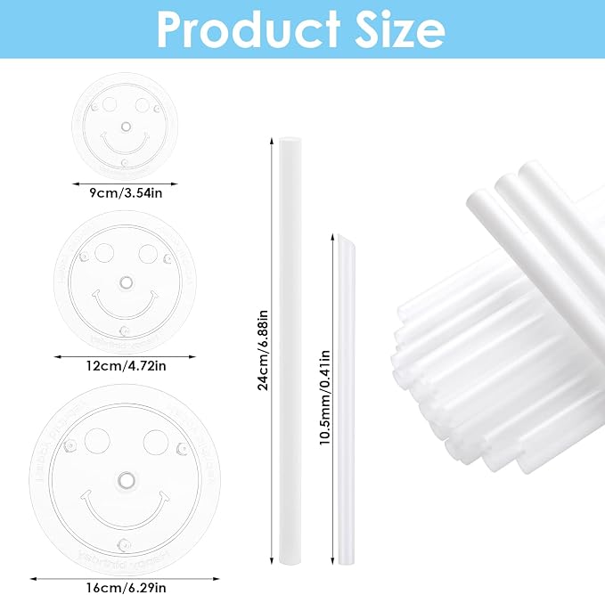 Thinp 15 Pcs Cake Dowels Rods with 3 Cake Boards Set, 4 6 8 Inch Plastic Tiered Cakes Supports, Reusable Hollow Stacking Dowels for Wedding Birthday Party Cakes Construction Supplies