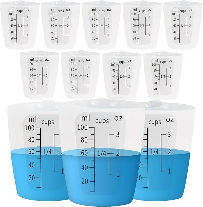 Creahaus 12pcs Silicone Measuring Cups for Resin, 100ml Non-Stick Black Measurements Epoxy Silicone Mixing Cups, Reusable Resin Supplies for Resin, Molds, Jewelry Making, Easy to Clean