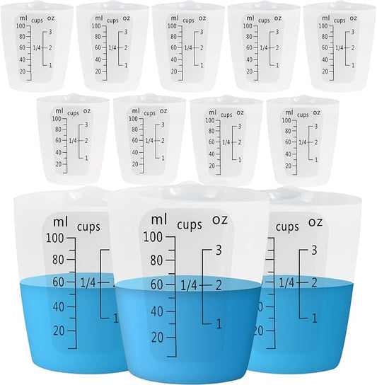Creahaus 12pcs Silicone Measuring Cups for Resin, 100ml Non-Stick Black Measurements Epoxy Silicone Mixing Cups, Reusable Resin Supplies for Resin, Molds, Jewelry Making, Easy to Clean