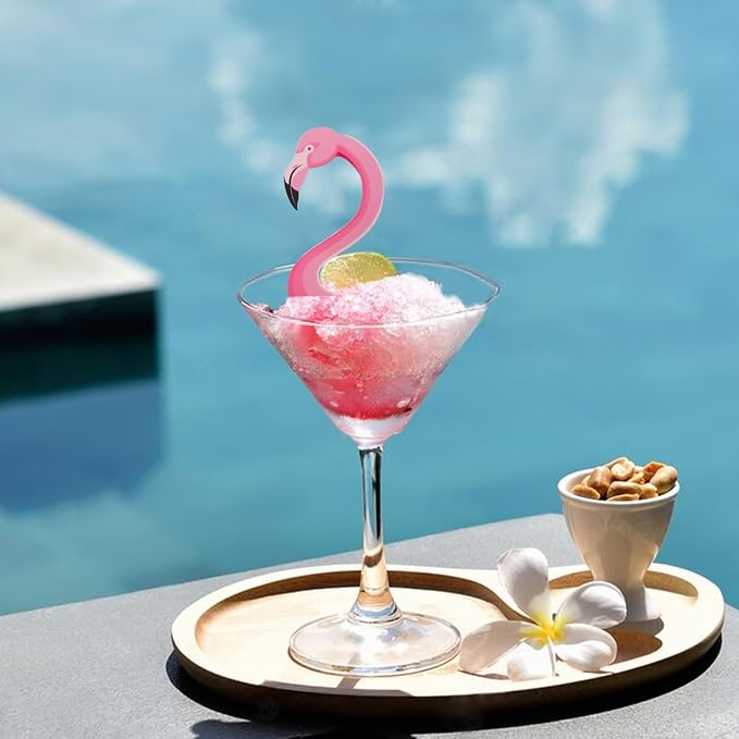 24Pcs Flamingo Cupcake Toppers, Tropical Cupcake Toppers Aloha Cake Decorations for Luau Hawaiian Theme Baby Shower Flamingo Birthday Party Supplies