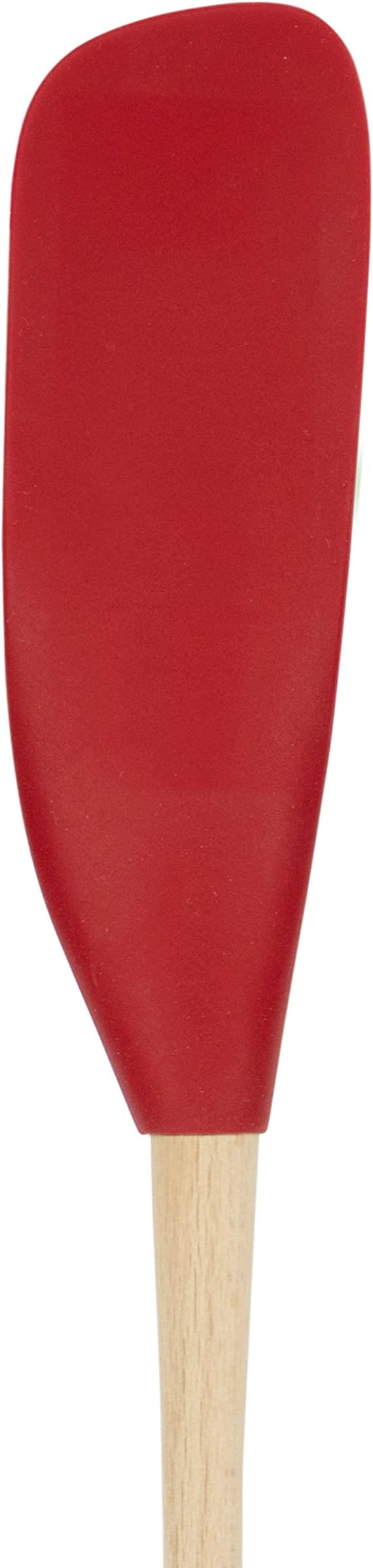 Tovolo Flex Core Jar Scraper With Wood Handle Long Silicone Spatula For Peanut Butter Jelly Jars, Heat Resistant BPA Free Long Handle Jar Spatula for Scraping Spreading Cayenne Red