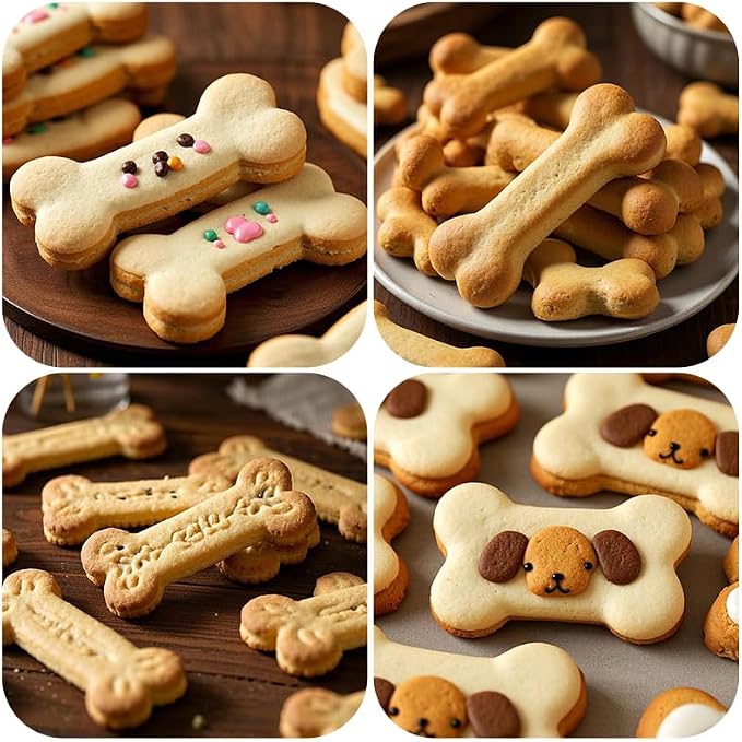 Dog Bone Cookie Cutters Set of 3, Bone Shapes Cookie Cutter, Biscuit Dog Treat Cookie Cutter Set for Homemade (Blue Is Visible & Friendly For Your Pup/Doggy)