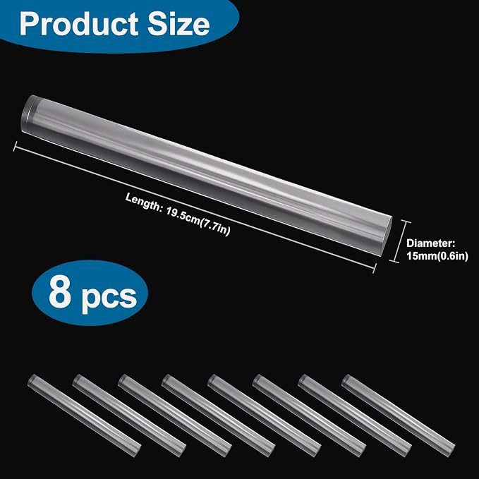 8pcs Acrylic Clay Roller, Plastic Clear Round Tube Roller Pin Polymer Clay Tools for DIY Handmade Crafts Handmade Art Supplies