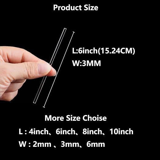 DaTpuik 200 Pcs 1/8x6 Inches Acrylic Dowel Rods Φ=3mm Lollipop Sticks Cake Topper Pops Candy Treat Sticks for Wedding Chocolate Cookie Dessert Handmade DIY Crafts Party Decorations Gardening Clear