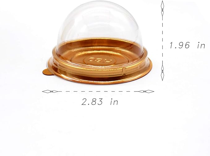 Clear Plastic Mini Cupcake Container,50 PC Desk Pet Containers Mooncake Boxes Muffin Pod Dome Desk Pet Holders Individual Cupcake Containers Plastic Disposable (Golden, 50pc)