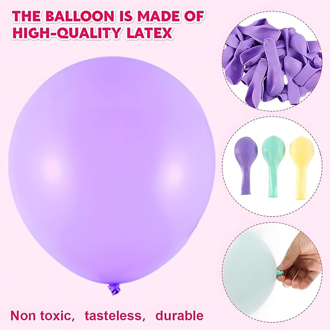 Pastel Balloon Arch Garland Kit - 131Pcs Rainbow Balloon Arch Kit - Birthday Balloons, Macaron Pink Yellow Blue Purple Balloons for First Birthday Baby Shower Wedding Party Decorations
