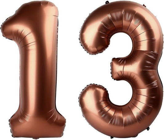 Dark Brown Number 13 Balloon 40 inch, Coffee Brown 13 Number Balloons, 13th Birthday Decorations, Chocolate 13 Year Old Girls Boys Dark Brown Party Supplies