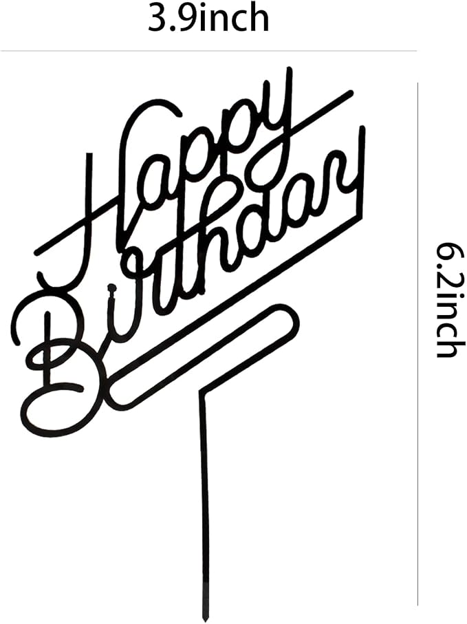 Happy Birthday Cake Topper,Acrylic cake Toppers,Birthday Party Decoration Supplie (Black)