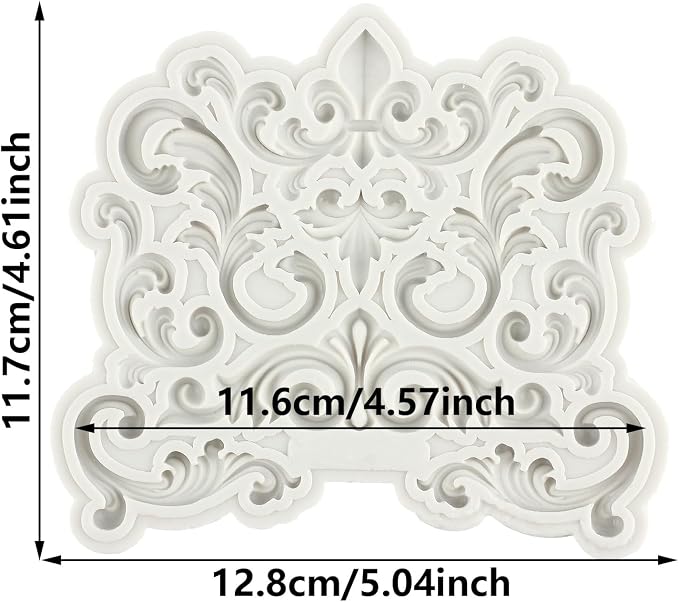 Baroque Fondant Mold Curlicues Scroll Lace Silicone Molds Filigree Mold 3D Sculpted For Sugar Cake Decorating Cupcake Topper Candy Chocolate Gum Paste Polymer Clay