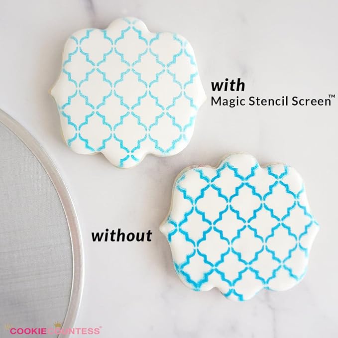 The Original Cookie Countess Magic Stencil Screen Airbrushing Tool Food-Safe Stainless Steel Airbrush Screen™ (1)