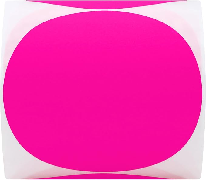 Hybsk Round Color Coding Circle Dots Labels Warehouse Inventory Organizer Stickers (3 inch, Fluorescent Pink)