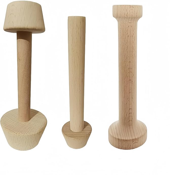 3Pcs Double Sided Wooden Tart Tamper Set, DIY Wooden Removable Dough Molding Presser, Baking Tool for Mini Egg Tart, Cheesecakes and Dessert Baking
