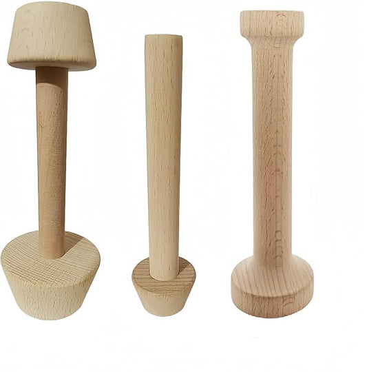 3Pcs Double Sided Wooden Tart Tamper Set, DIY Wooden Removable Dough Molding Presser, Baking Tool for Mini Egg Tart, Cheesecakes and Dessert Baking