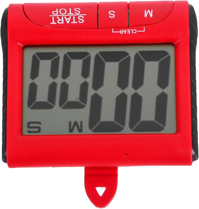 Garneck Red Digital Kitchen Timer with Large LCD Display Loud Alarm Magnetic Back and Easy Operation for Cooking Baking Games and Time Management