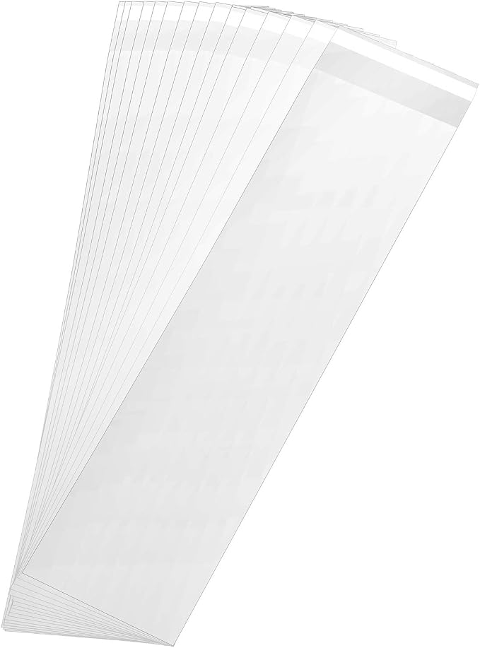 Nobranded 100 pcs Clear 2" x 10" Long Self Seal Cello Cellophane Bags Resealable Poly Bags 2.8 mils for Bakery Cookies Candles Christmas Halloween Party Decorative Pretzel Sticks