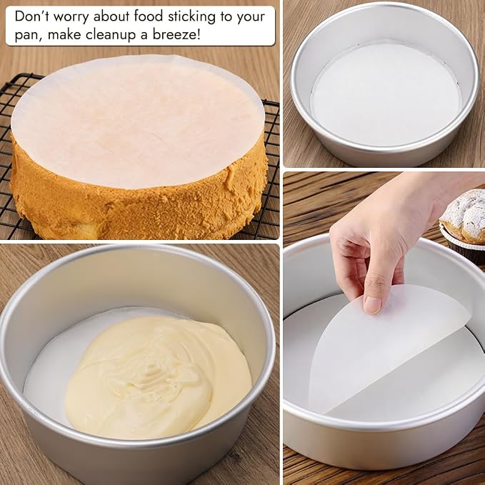 BYKITCHEN 9 Inch Parchment Paper Rounds, Set of 150, Non Stick Round Parchment Paper for Baking, Pre-cut Cake Pan Liners for Round Cake Pan, Springform Pan, Air Fryer and More