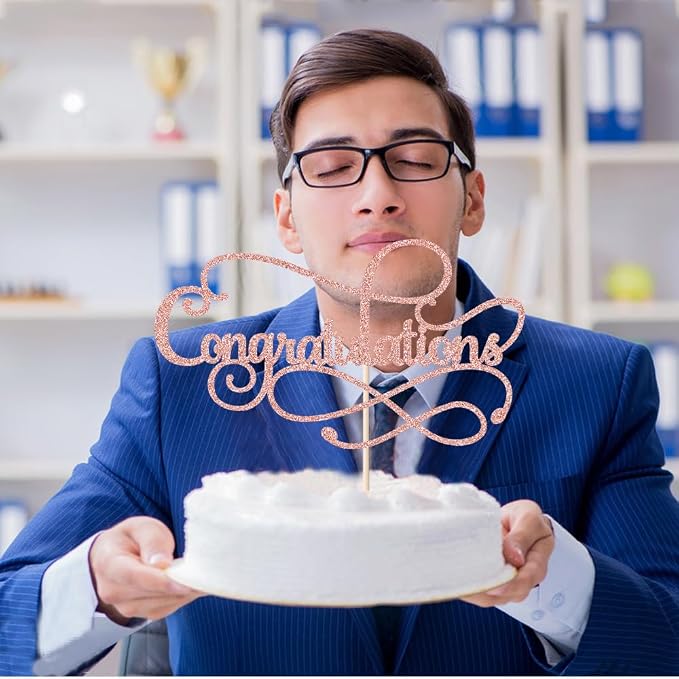 Congratulations Cake Topper,Congratulations 2026 Graduation Cake Topper,Graduation, Wedding, Retirement, Birthday, Anniversary, Celebration Party Decorations Supplies(Rose Gold)