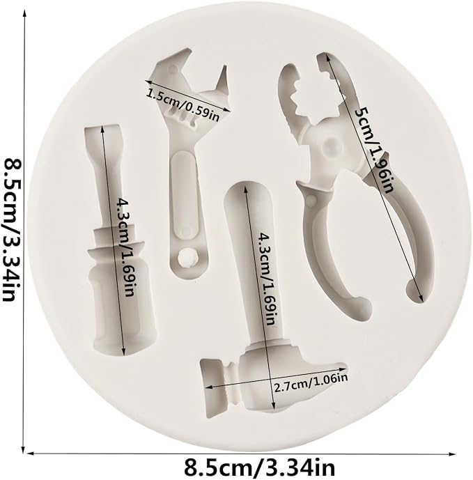 Hand Tools Silicone Mold Construction Tools Chocolate Fondant Molds Wrench Hammer Pliers Molds for Cake Decoration Cupcake Topper Candy Sugar Craft Polymer Clay Gum Paste