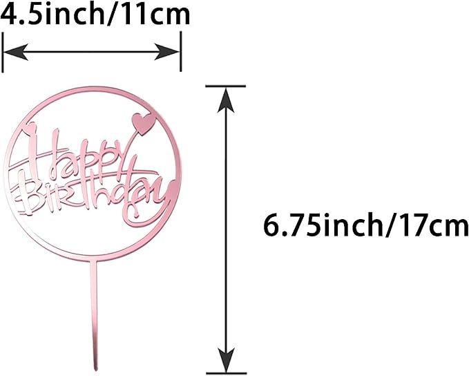 6-Pack Rose Gold Birthday Cake Topper Set, Double-Sided Glitter, Acrylic Happy Birthday Sign Cake Toppers/Cupcake Toppers, Party Decorations Supplies for Girls and Mom.