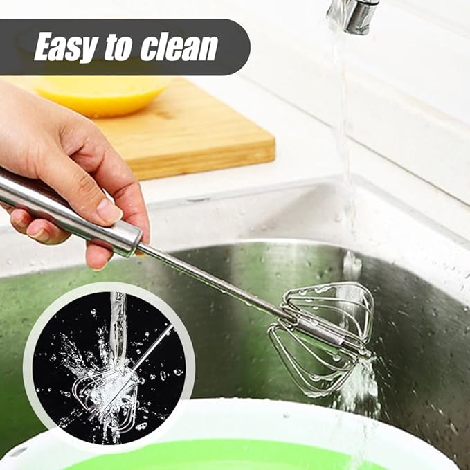 Stainless Steel Semi-Automatic Whisk, 2025 New Egg Whisk Hand Push Rotary Blender, Manual Mixer Stirrer Kitchen Tool for Blending, Whisking, Beating, Stirring (10in+12in)