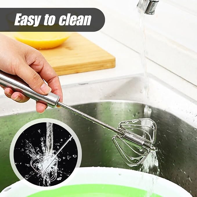 Stainless Steel Semi-Automatic Whisk, 2025 New Egg Whisk Hand Push Rotary Blender, Manual Mixer Stirrer Kitchen Tool for Blending, Whisking, Beating, Stirring (10in)