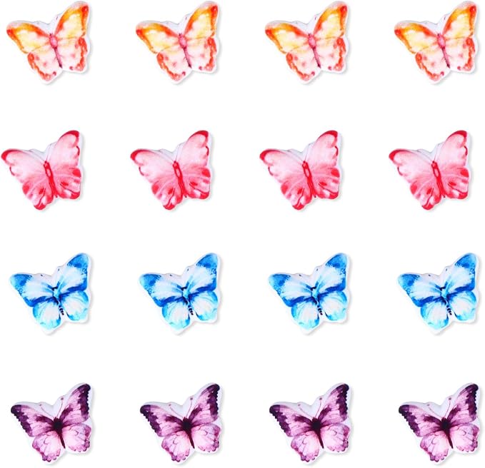 Edible Butterfly Cupcake Toppers, 16 Royal Icing Butterflies, Red, Orange, Blue, Purple, Butterflies Cupcake Toppers for Cake Decorating, Cookies, Macarons, Cakesicles, and Ice Cream