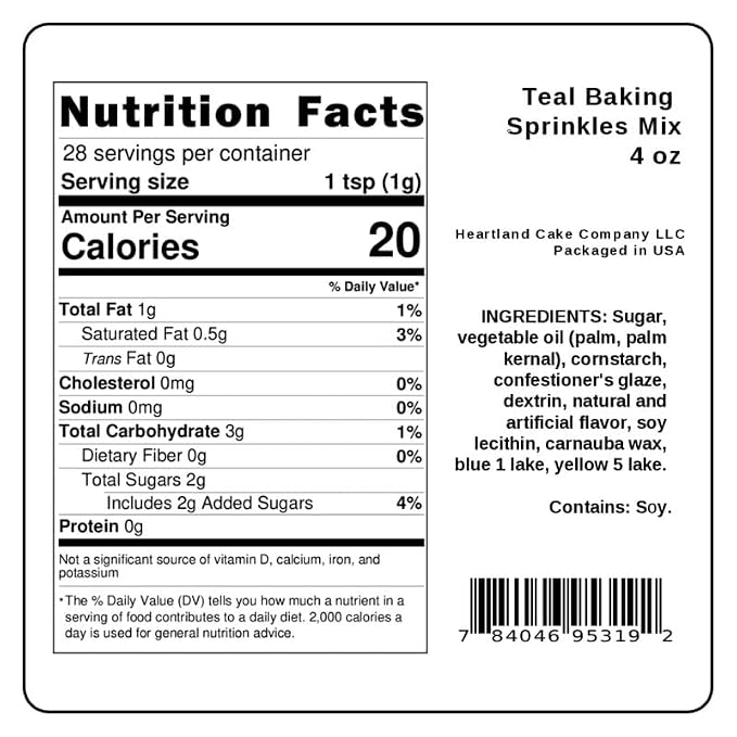 Teal Blue Sprinkles 4oz pack for Baking Cakes, Cupcakes, Cookie Decorations, Ice Cream and Donut Toppings Edible Decorating Baking Supplies - (Teal)