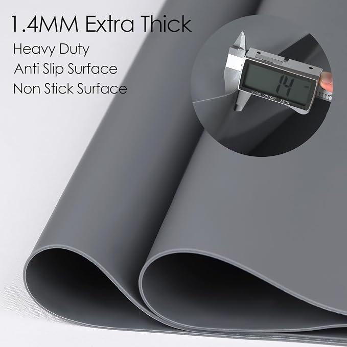 Extra Large Silicone Mat for Kitchen Counter, 31.5x16.9 Inch Heat Resistant Mat Countertop Protector, Non-Stick and Thick Silicone Pad Silicone Baking Mat for Dough and Pastry, Dark Gray