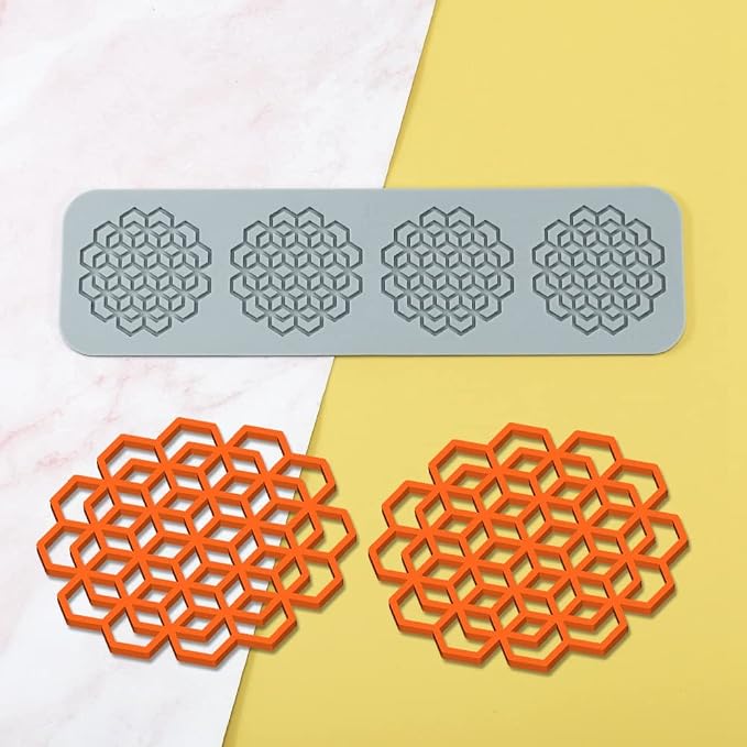 TUKE 3D Leaves Silicone Molds Flower Cake Fondant Mat Bee Leaf Pastry Moulds Rose Impression Chocolate Hollow Lace Mold (Geometry_10.4x2.8x0.12inch_L)