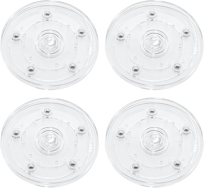4 Pcs Clear 4 inch Acrylic Lazy Susan Rotating Turntable Organizer Bearings - Round Swivel Plate for Spice Rack, Table, Cake, Kitchen Pantry