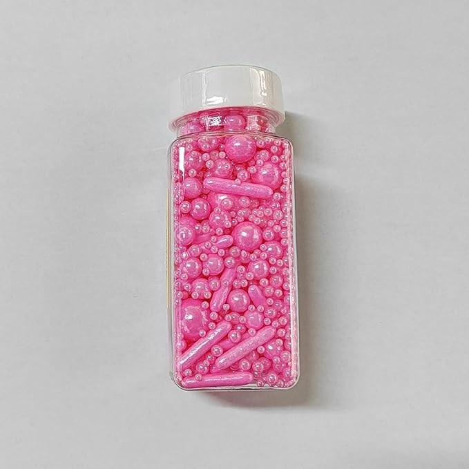 Edible Sprinkles Pink Pearl Sugar Candy Mix Size Baking Cake Decorations Cupcake Toppers Cookie Decorating Wedding Shower Party Valentine Halloween Christmas Supplies 100g/3.53oz