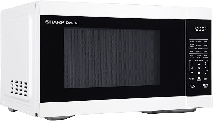 SHARP Countertop Microwave Oven with Removable 12.4" Carousel Turntable, 1000 Watt, 1.1 Cubic Feet, White