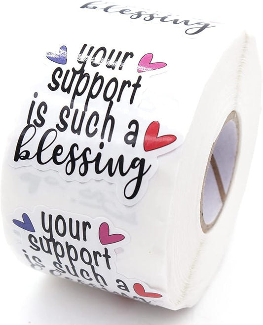Littlefa Your Support is Such a Blessing Stickers,Thank You for Your Order Stickers,Thank You for Supporting My Small Business Stickers,Thank You Stickers for Packaging 500 PCS