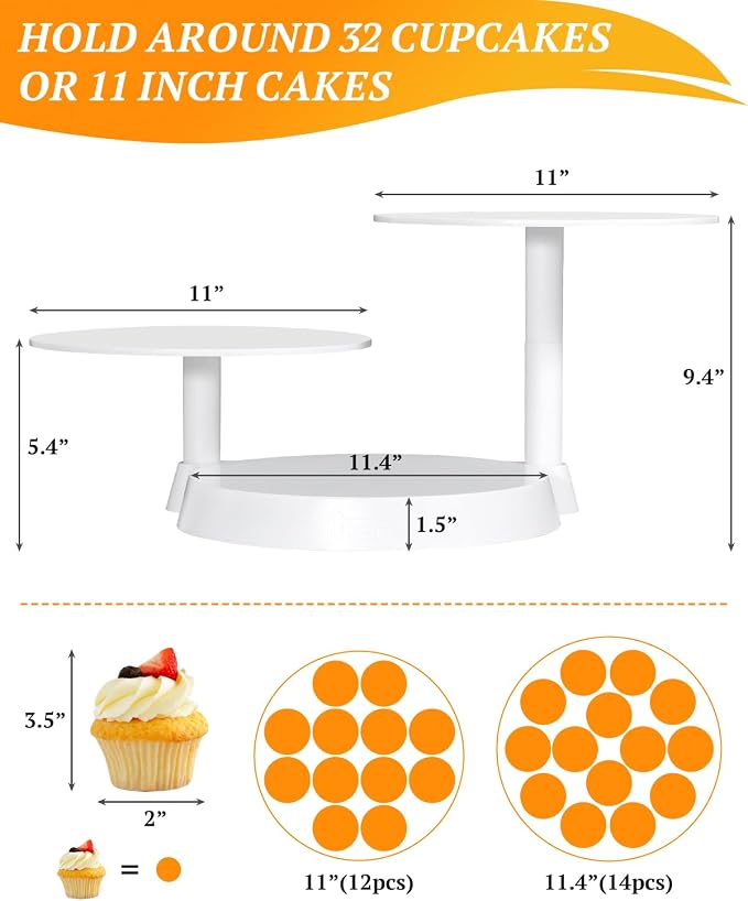 Uten 3 Tier Cupcake Stand, Plastic Cake Stand with 11” Tier Serving Tray, 38-Capacity Cupcake Tower, Cake Holder for Christmas Party, Weddings, Birthdays, Baby Showers, White