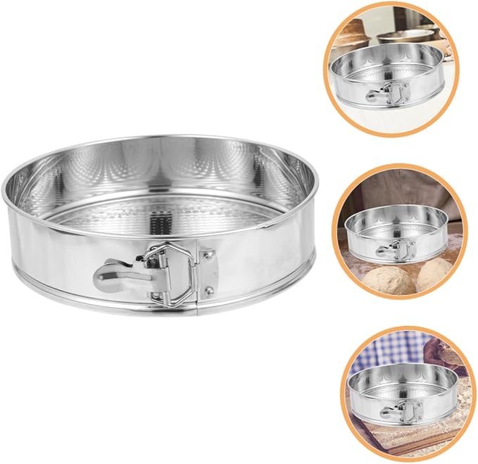 ABOOFAN 9-inch Stainless Steel Springform Cake Pan, Locking Latch Nonstick Cheesecake Mold for Home Baking, Leakproof round Baking Tin with Removable Base, Kitchen Bakeware for DIY Cakes
