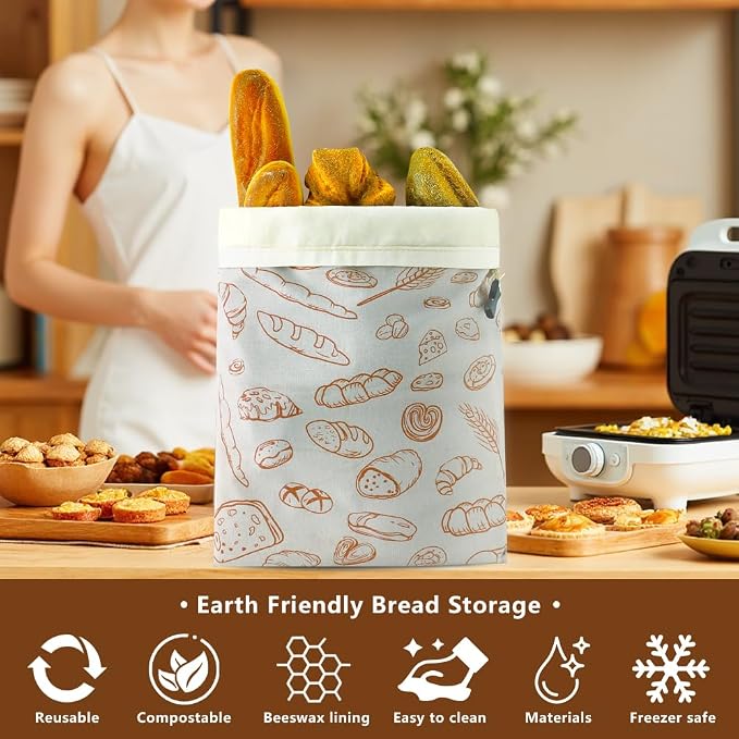 Beeswax Bread Bags for Homemade bread,2 Pack Sourdough Bread Bags,Reusable Bread Bourdough Storage