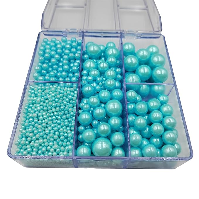 Blue Pearl Sprinkles for Baking, 4 Sizes Mix Size, Edible Pearls for Cupcake Topper, Ice Cream, Cookie, Donuts, Cake Decorating (2mm, 4mm, 7mm, 10mm)