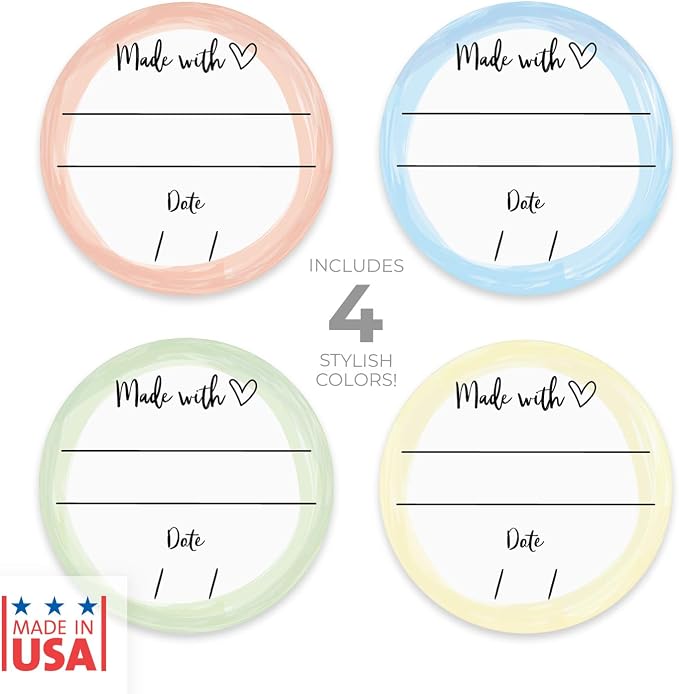 Adorable Watercolor Canning Stickers / 500 Circle Labels / 4 Watercolor Designs / 2" Made with Love Baked Goods Craft Label with Lines