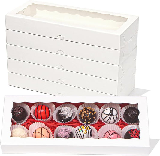 50pcs 12x5x1.5Inches White Bakery Boxes with Window Cookies Boxes Macaron Boxes. Cakesickle Boxes Browines Treat BoxesChocolate Truffle Boxes for Christmas Valentine's Easter Mother's Day