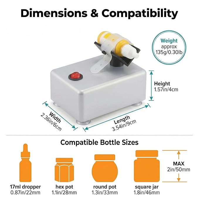 Electric Paint Shaker, Multi-Use Mixer for Nails, Tattoo, Model | Versatile for polishes & inks, Weighted anti-slip base, On/off switch, Hands-free operation, Revives old paints, Saves time