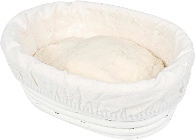 Restaurantware Bread Proofing Baskets 6 Inch Oval Pack of 10 Rattan Dough Fermentation Baskets With Cotton Liners, Oval Banneton Bread Rising Bowls For Home, Commercial, Artisanal Baking
