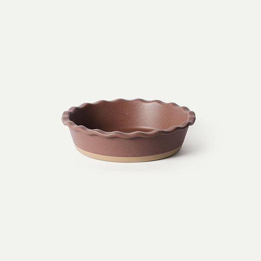 MORA Ceramic Pie Pan for Baking - 9 inch - Deep and Fluted Pie Dish for Old Fashion Apple Pie, Quiche, Pot Pies, Tart, etc - Modern Farmhouse Style Porcelain Ceramic Pie Plate - Terracotta