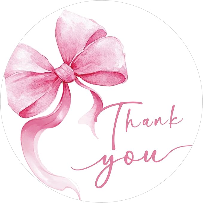 Anwyll Bow Thank You Stickers - Pink Thank You Stickers for Small Business 480Pcs 1.5In Thank You Sticker for Packaging Self Adhesive Thank You Party Favor Seal Label Sticker for Baby Shower Birthday